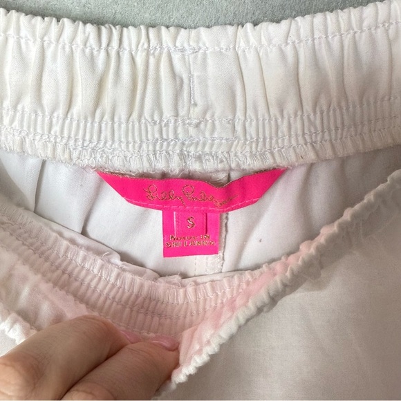 Lilly Pulitzer Womens Katia Pink Embroidered Flower White Shorts Elastic Waist S - Picture 5 of 12